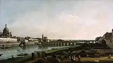 Dresden vom rechten Elbufer oberhalb der Augustusbrücke