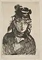 Édouard Manet: Bildnis Berthe Morisot (Radierung), 1872–1874, Radierung