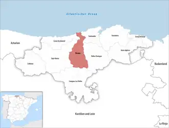 Die Lage der Comarca Besaya in der autonomen Gemeinschaft Kantabrien