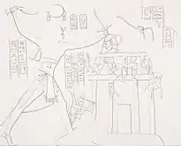 Ramses II. bei der Eroberung einer syrischen Festung(Abzeichnung und Originalrelief an der Nordwestwand der Vorhalle)