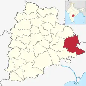 Positionskarte des Distrikts Bhadradri Kothagudem