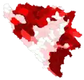 Anteil der Serben auf Gemeindeebene in Bosnien und Herzegowina 2013