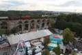 Pferdemarkt 2017, fotografiert vom Riesenrad, mit Zug auf dem Viadukt