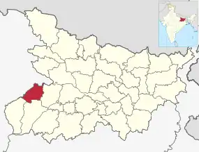 Positionskarte des Distrikts Buxar