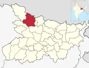 Positionskarte des Distrikts Purba Champaran