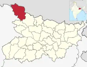 Positionskarte des Distrikts Pashchim Champaran