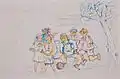 Bild 14: Anziehungskraft, 1991 Acryl und Kugelschreiber auf Pappe, 12 × 21
