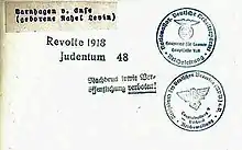 Zensur-Warnstempel auf Rahels Porträt im Bildarchiv der NSDAP-Reichsleitung und des Reichsbundes der Deutschen Beamten (Archiv der Varnhagen Gesellschaft e. V.)