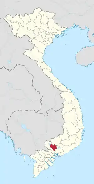 Karte von Vietnam mit der Provinz Tỉnh Bình Dương hervorgehoben