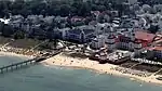 Luftbild mit Binzer Strand und Seebrücke