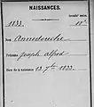 Eintrag der Geburt von Joseph Alfred Annedouche in Paris