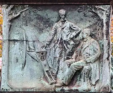 Alfred Krupp zeigt Otto von Bismarck seine Geschütze.