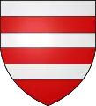 5-fach geteilt von silber und rot (barry of 6)
