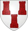 Drei gemauerte rote Zinnentürme im Wappen von Allenwiller