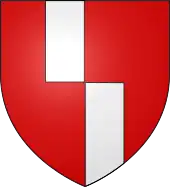 rechts (heraldisch) verschobener Pfahl blasoniert als rechter Kantenpfahl