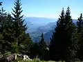 Blick nach Südosten zum Tisenser Mittelgebirge und ins Etschtal