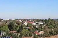 Blick von der Schlühlsmayrsiedlung in Christkindl zum Tabor und von der Innenstadt (Ennsbrücke) auf den Taborturm