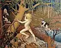 Kullervo schneidet in einen Eichenstamm. Episode aus dem Kalevala