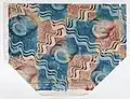 Blue and pink paste paper with circle and wavy line pattern Met DP887083