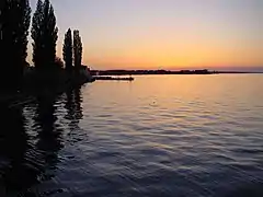 Sonnenuntergang über dem Bodensee bei Rorschach