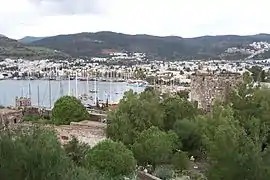 Blick von der Burgauf den Yachthafen