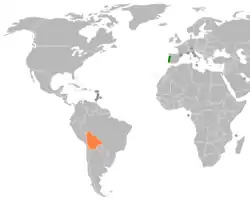 Lage von Portugal und Bolivien