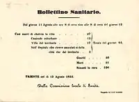 Bolletino sanitario vom 11. August 1855 (Akzidenzarbeit der Druckerei)