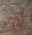 Tristan töten einen Drachen auf Schloss Runkelstein, um 1400