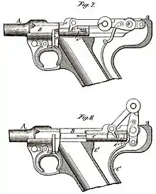 Borchardt-Luger Modell 1898, Bild aus der Patentschrift Nr. 17977 vom 3. Okt. 1898