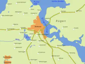 Lageplan des Strelasunds