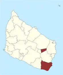 Lage des Poulsker Sogn in der Bornholm Kommune