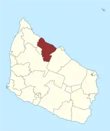 Lage des Rø Sogn in der Bornholm Kommune