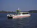 Ehemaliger Solarkatamaran (Inzwischen gibt es ein kleineres Passagierschiff am Bostalsee)