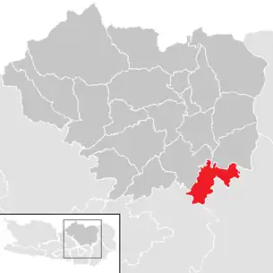 Lage der Gemeinde Brückl im Bezirk Sankt Veit an der Glan (anklickbare Karte)