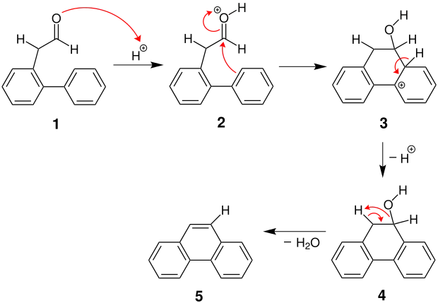 Mechanismus der Bradsher Cyclisation am Beispiel des 2-([1,1'-Diphenyl]-2-yl)acetaldehydes