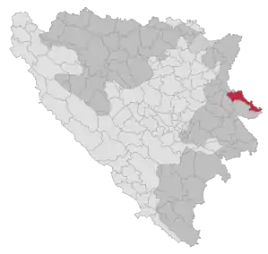 Lage der Gemeinde Bratunac in Bosnien und Herzegowina (anklickbare Karte)