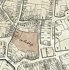 Ausschnitt aus dem Stadtplan von F.W. Culemann von 1798: Im Zentrum der Packhof, nördlich der Meinhards Hof. Rechts die Straße vor der Zollbude, heute Küchenstraße..
