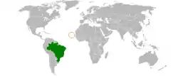 Lage von Brasilien und Kap Verde