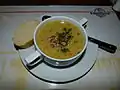 Bremer Kartoffelsuppe mit Räucherspeck und Nordseekrabben