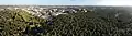 Luftaufnahme des Waldgebiets Brucker Lache rechts (331 ha) und des Bachgrabens links (9 ha)