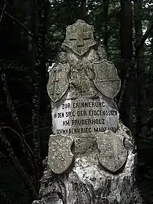 Gefecht am Bruderholz, Bruderholz Denkmal im Reinacher Wald, Standort, Hohle Gasse-Spitzenhägiweg