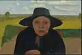 Brustbild einer alten Bäuerin mit Hut vor Landschaft, Paula Modersohn-Becker (ca. 1901)
