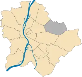Lage des XVI. Bezirks in Budapest