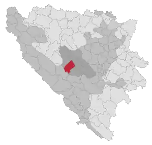 Lage der Gemeinde Bugojno in Bosnien und Herzegowina (anklickbare Karte)