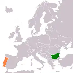 Lage von Bulgarien und Portugal