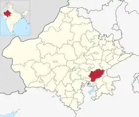 Positionskarte des Distrikts Bundi