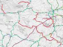 Die ehemals von der Burgenlandbahn betriebenen Bahnstrecken (rot).
