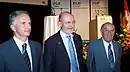 Bundesrat Didier Burkhalter, Gründungspräsident Fulvio Pelli und alt Bundesrat Hans-Rudolf Merz