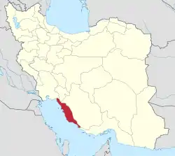 Lage der Provinz Bushehr im Iran