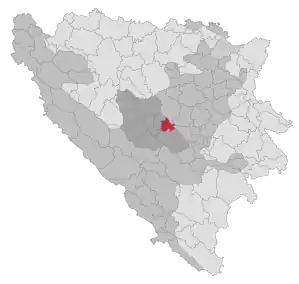 Lage der Gemeinde Busovača in Bosnien und Herzegowina (anklickbare Karte)
